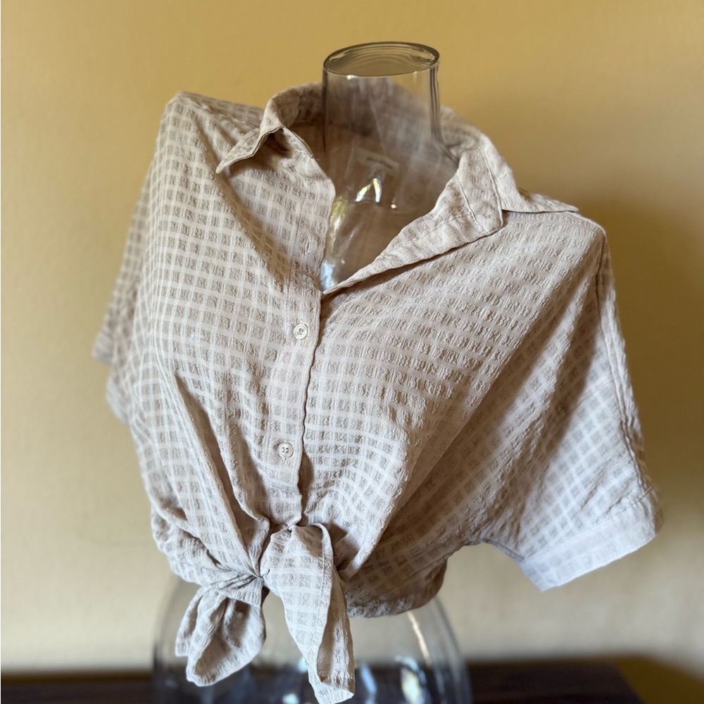 Women's Beige Button Top Oversized